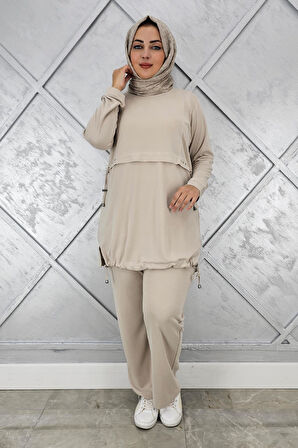 KADIN TAŞ DETALI BAĞCIKLI TESETTÜR TAKIM