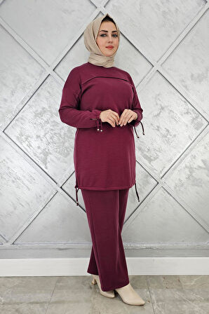 KADIN TAŞ DETAYLI MANŞETİ BAĞCIKLI TESETTÜR TAKIM