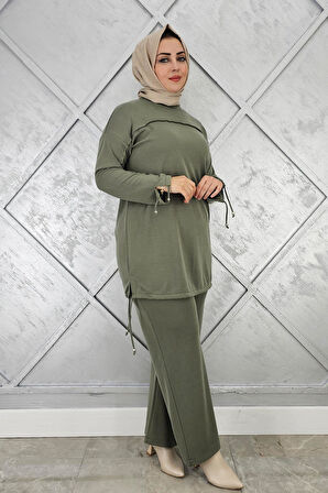 KADIN TAŞ DETAYLI MANŞETİ BAĞCIKLI TESETTÜR TAKIM