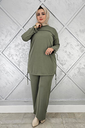 KADIN TAŞ DETAYLI MANŞETİ BAĞCIKLI TESETTÜR TAKIM