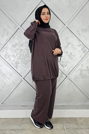 KADIN TAŞ DETAYLI MANŞETİ BAĞCIKLI TESETTÜR TAKIM