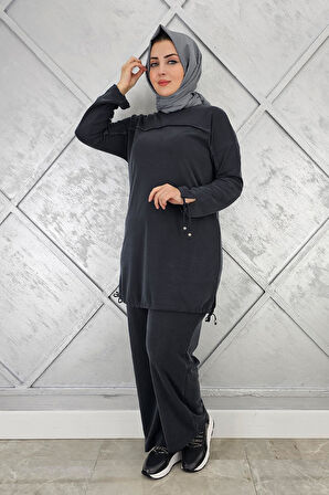 KADIN TAŞ DETAYLI MANŞETİ BAĞCIKLI TESETTÜR TAKIM