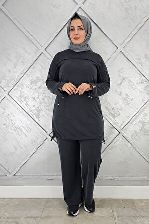 KADIN TAŞ DETAYLI MANŞETİ BAĞCIKLI TESETTÜR TAKIM