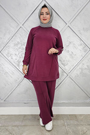 KADIN NERVÜR DİKİM DÜĞME DETAYLI TESETTÜR TAKIM