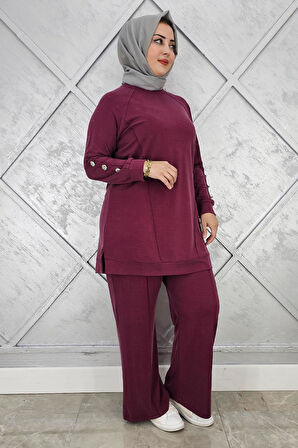 KADIN NERVÜR DİKİM DÜĞME DETAYLI TESETTÜR TAKIM