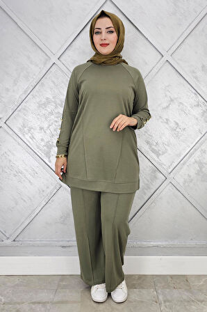 KADIN NERVÜR DİKİM DÜĞME DETAYLI TESETTÜR TAKIM