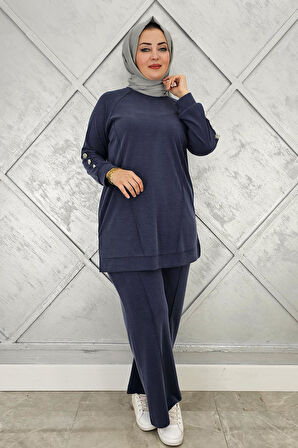 KADIN NERVÜR DİKİM DÜĞME DETAYLI TESETTÜR TAKIM