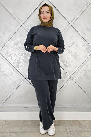 KADIN NERVÜR DİKİM DÜĞME DETAYLI TESETTÜR TAKIM