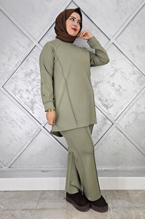 KADIN KOL DÜĞME DETAYLI TESETTÜR TAKIM