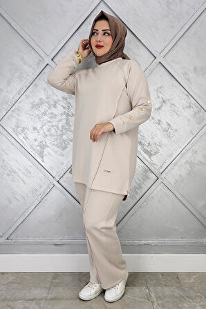 KADIN KOL DÜĞME DETAYLI TESETTÜR TAKIM