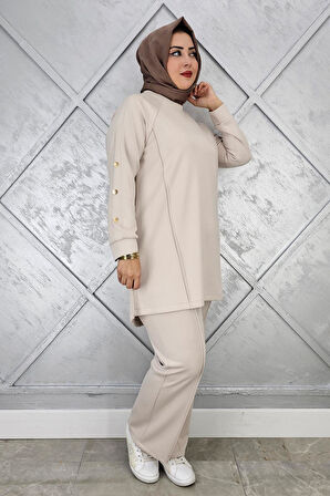 KADIN KOL DÜĞME DETAYLI TESETTÜR TAKIM