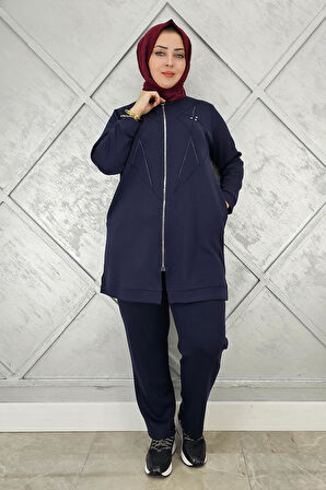 KADIN TAŞ DETAYLI FERMUARLI TESETTÜR TAKIM