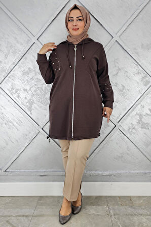 KADIN TAŞ DETAYLI KAPÜŞONLU TESETTÜR GİY ÇIK