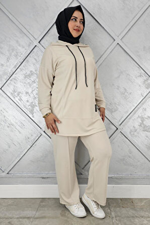 KADIN KAPÜŞONLU ARMA DETAYLI TESETTÜR TAKIM