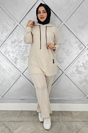 KADIN KAPÜŞONLU ARMA DETAYLI TESETTÜR TAKIM