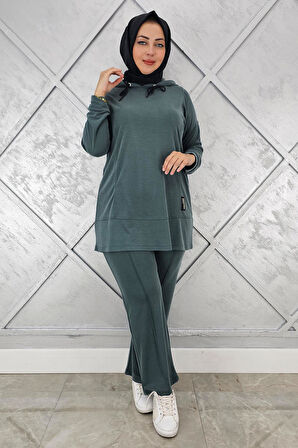 KADIN KAPÜŞONLU ARMA DETAYLI TESETTÜR TAKIM