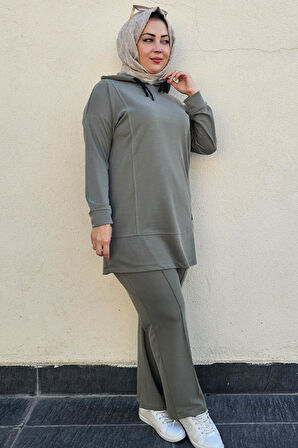 KADIN KAPÜŞONLU ARMA DETAYLI TESETTÜR TAKIM