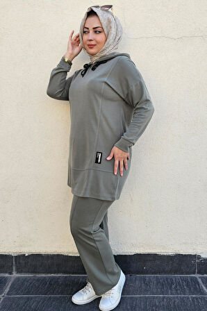 KADIN KAPÜŞONLU ARMA DETAYLI TESETTÜR TAKIM
