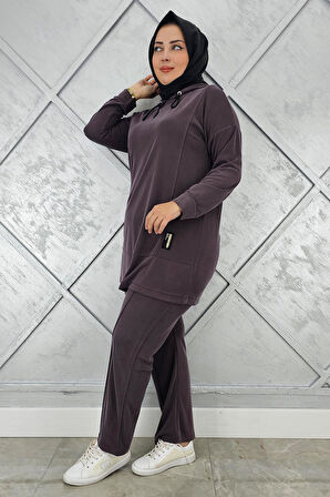 KADIN KAPÜŞONLU ARMA DETAYLI TESETTÜR TAKIM