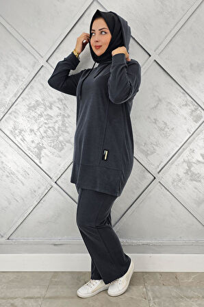 KADIN KAPÜŞONLU ARMA DETAYLI TESETTÜR TAKIM