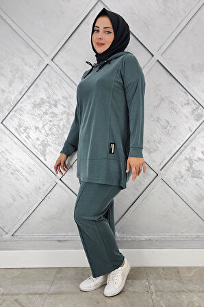 KADIN KAPÜŞONLU ARMA DETAYLI TESETTÜR TAKIM