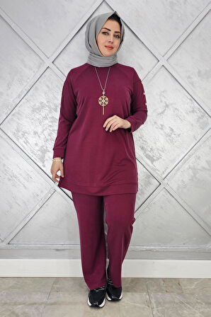 KADIN KOL KISMI ÇIT ÇIT DETAYLI KOLYELİ TESETTÜR TAKIM