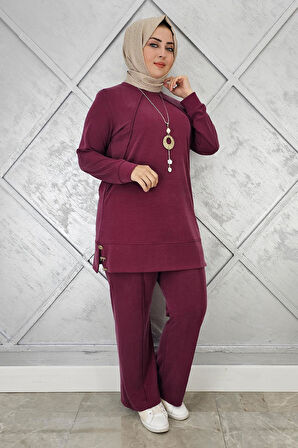 KADIN KOLYE DETAYLI NERVÜR DİKİM TESETTÜR TAKIM