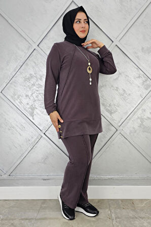 KADIN KOLYE DETAYLI NERVÜR DİKİM TESETTÜR TAKIM