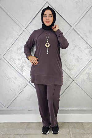 KADIN KOLYE DETAYLI NERVÜR DİKİM TESETTÜR TAKIM