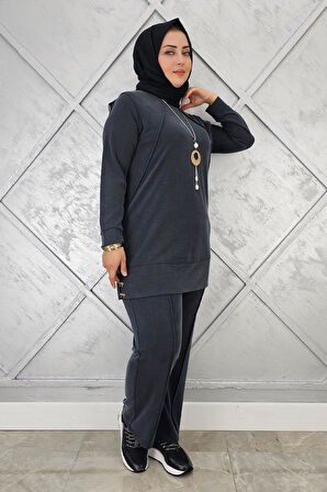 KADIN KOLYE DETAYLI NERVÜR DİKİM TESETTÜR TAKIM