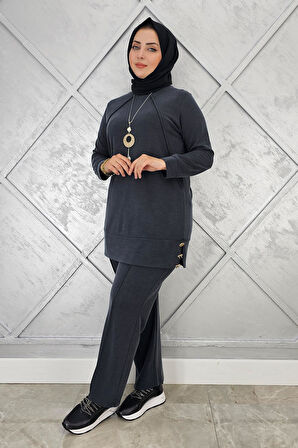 KADIN KOLYE DETAYLI NERVÜR DİKİM TESETTÜR TAKIM