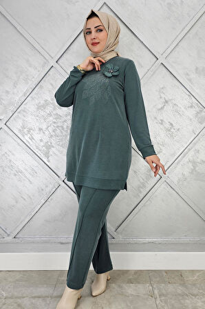 KADIN DİKME VE TAŞ DETAYLI TESETTÜR TAKIM
