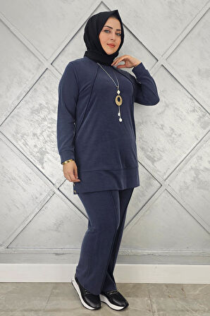 KADIN KOLYE DETAYLI NERVÜR DİKİM TESETTÜR TAKIM