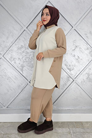 KADIN FERMUARLI DÜĞME DETAYLI TESETTÜR TAKIM