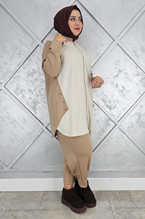 KADIN FERMUARLI DÜĞME DETAYLI TESETTÜR TAKIM