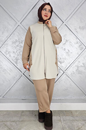 KADIN FERMUARLI DÜĞME DETAYLI TESETTÜR TAKIM