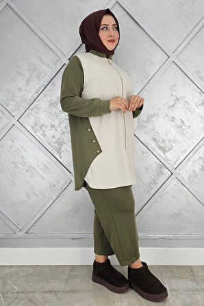 KADIN FERMUARLI DÜĞME DETAYLI TESETTÜR TAKIM