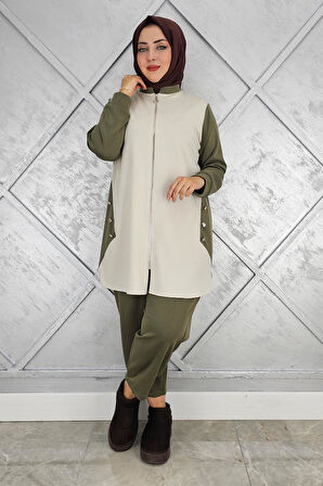 KADIN FERMUARLI DÜĞME DETAYLI TESETTÜR TAKIM