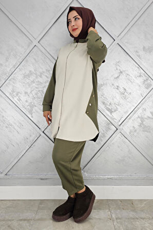 KADIN FERMUARLI DÜĞME DETAYLI TESETTÜR TAKIM