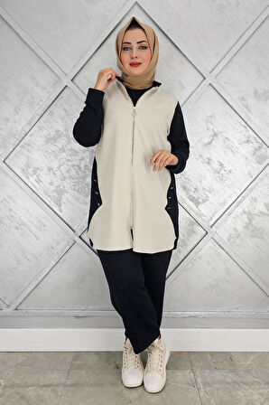 KADIN FERMUARLI DÜĞME DETAYLI TESETTÜR TAKIM