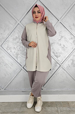 KADIN FERMUARLI DÜĞME DETAYLI TESETTÜR TAKIM