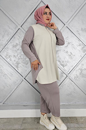 KADIN FERMUARLI DÜĞME DETAYLI TESETTÜR TAKIM