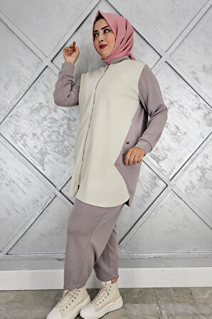 KADIN FERMUARLI DÜĞME DETAYLI TESETTÜR TAKIM