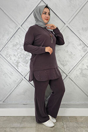 KADIN KOLYE VE TAŞ DETAYLI TESETTÜR TAKIM