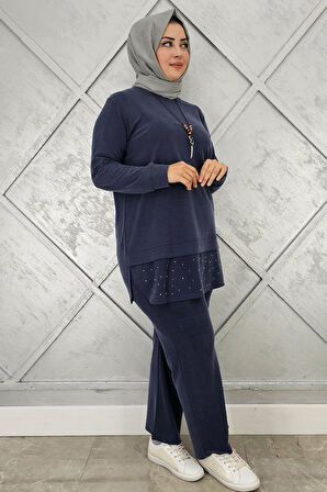 KADIN KOLYE VE TAŞ DETAYLI TESETTÜR TAKIM