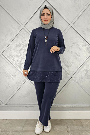 KADIN KOLYE VE TAŞ DETAYLI TESETTÜR TAKIM