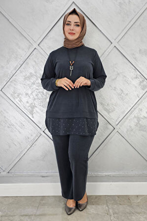 KADIN KOLYE VE TAŞ DETAYLI TESETTÜR TAKIM