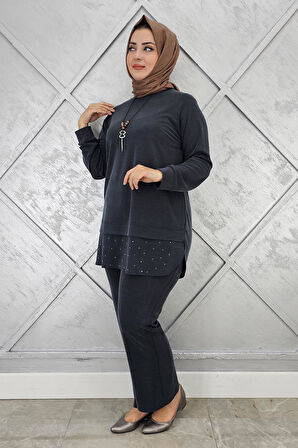 KADIN KOLYE VE TAŞ DETAYLI TESETTÜR TAKIM