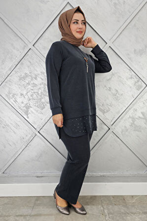 KADIN KOLYE VE TAŞ DETAYLI TESETTÜR TAKIM