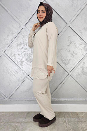 KADIN KOLYE VE TAŞ DETAYLI TESETTÜR TAKIM